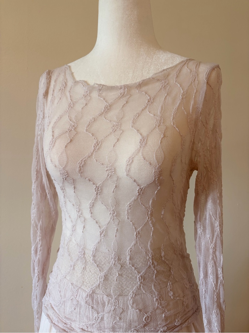 ❤ Free Add-On: Sheer Lace Textured Long Sleeve in Off-White